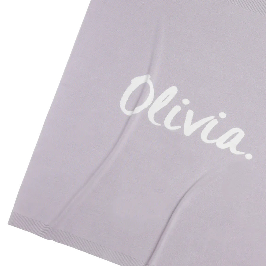 Name Blanket - Dusty Purple; Letter: Ivory