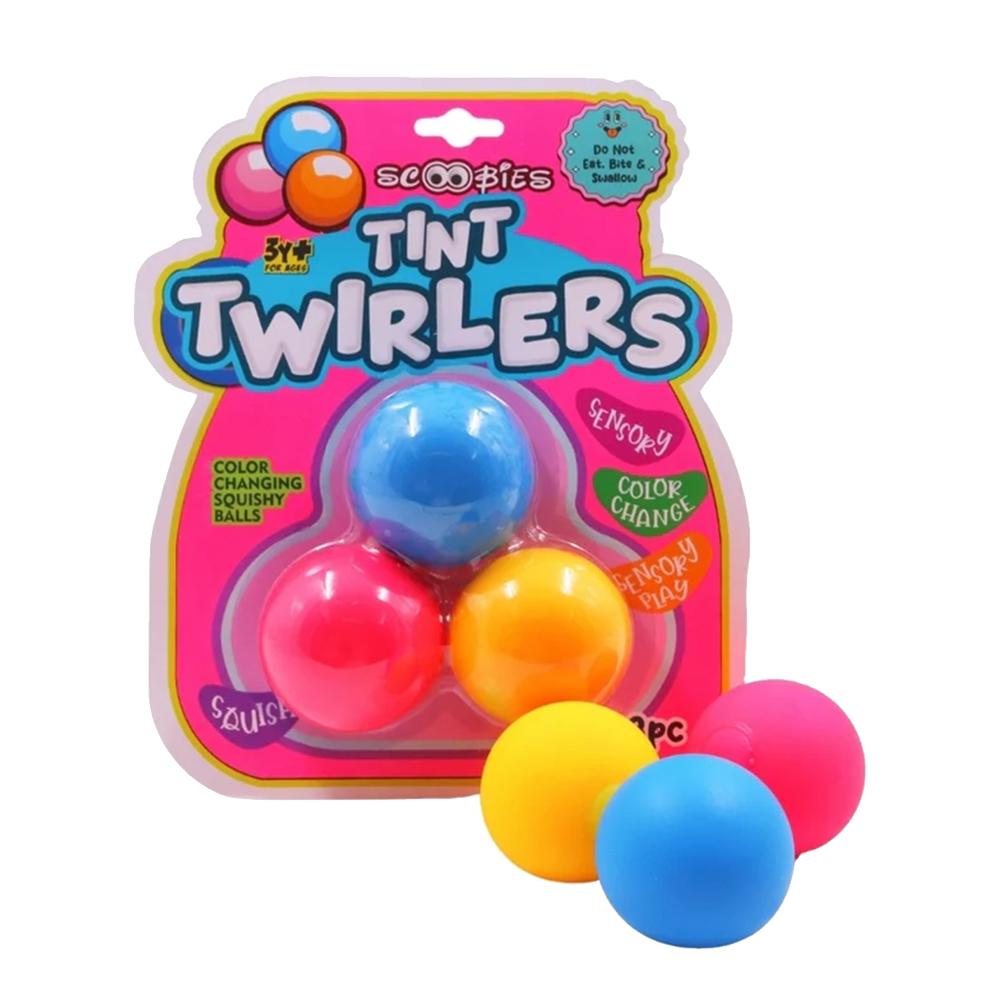 Scoobies Tint Twirlers – 3 Pieces | Color-Changing Squishy Balls | Sensory Stress Relief Toy | Soft, Durable & Portable