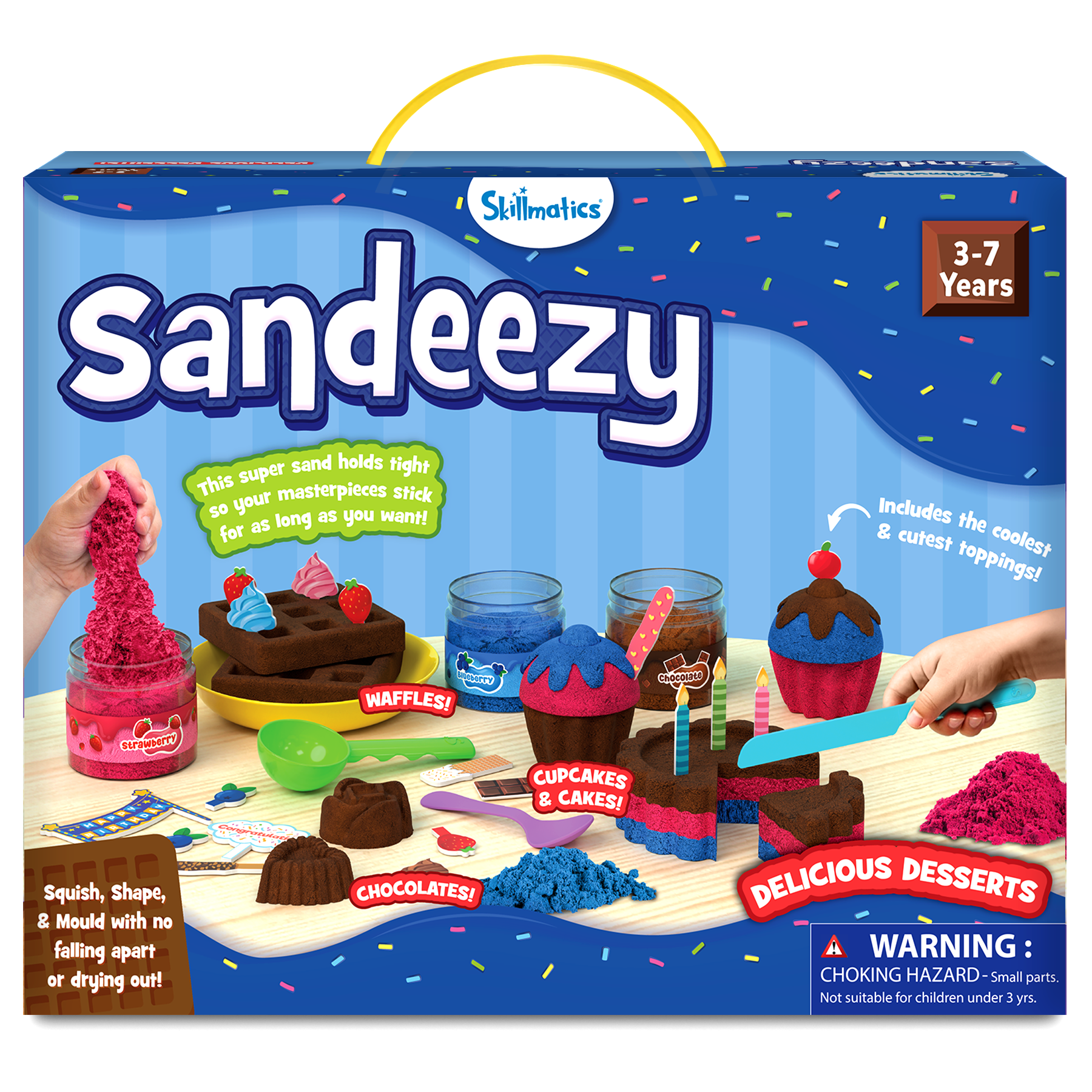 Skillmatics Sand Desserts Set - Sensory Toy & Pretend Dessert Shop Play Kit for Kids, Creative Sand Art Activity with Moulds, Plates & Toppings, Gifts for Boys & Girls Ages 3, 4, 5, 6, 7
