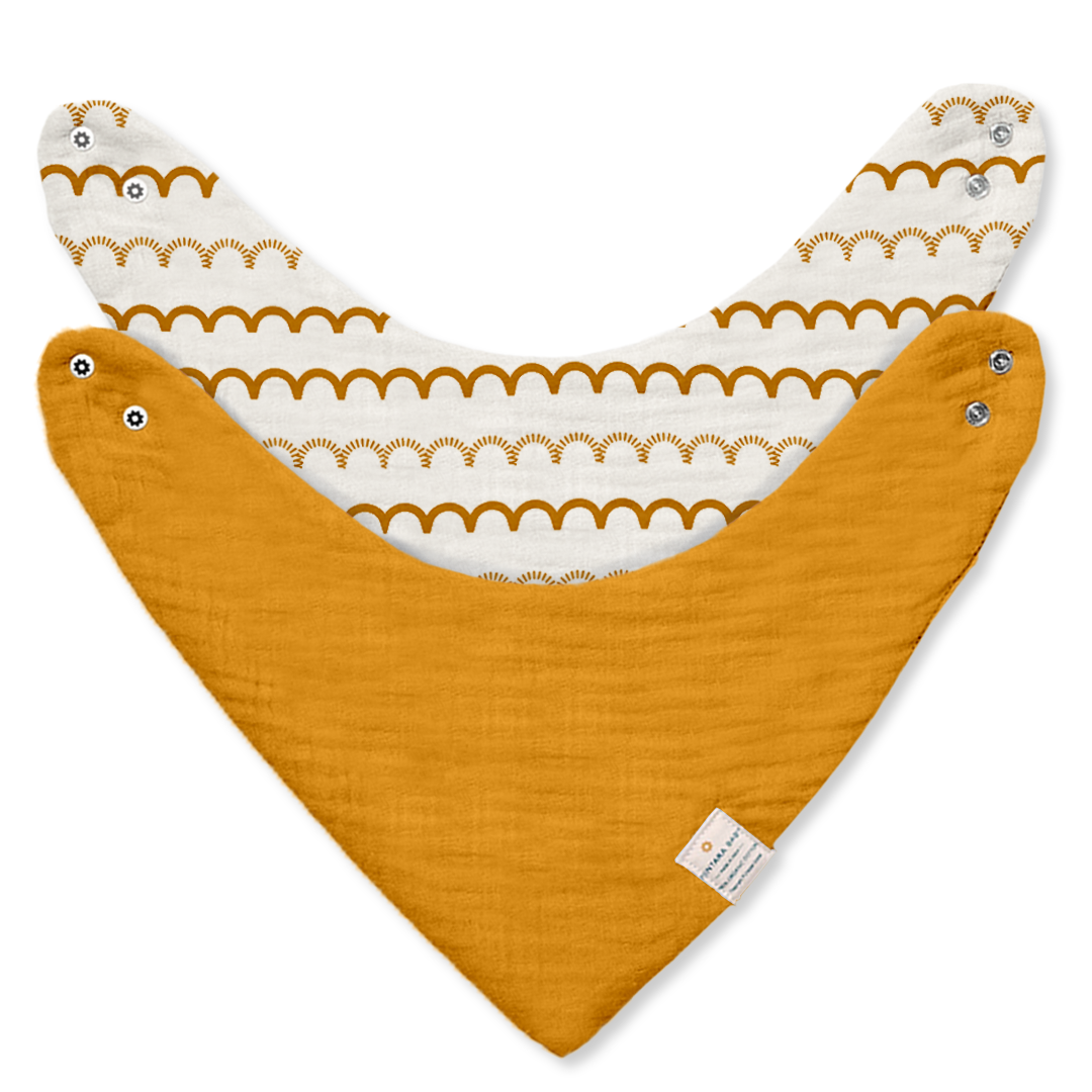 Nintara Baby Bandana Bibs - 100% Organic Premium Muslin Cotton, Absorbent, Soft, Adjustable Snap Buttons, Reversible, 6-Layers for Drooling, Teething, Feeding, Gifts for Babies Ages 0-3