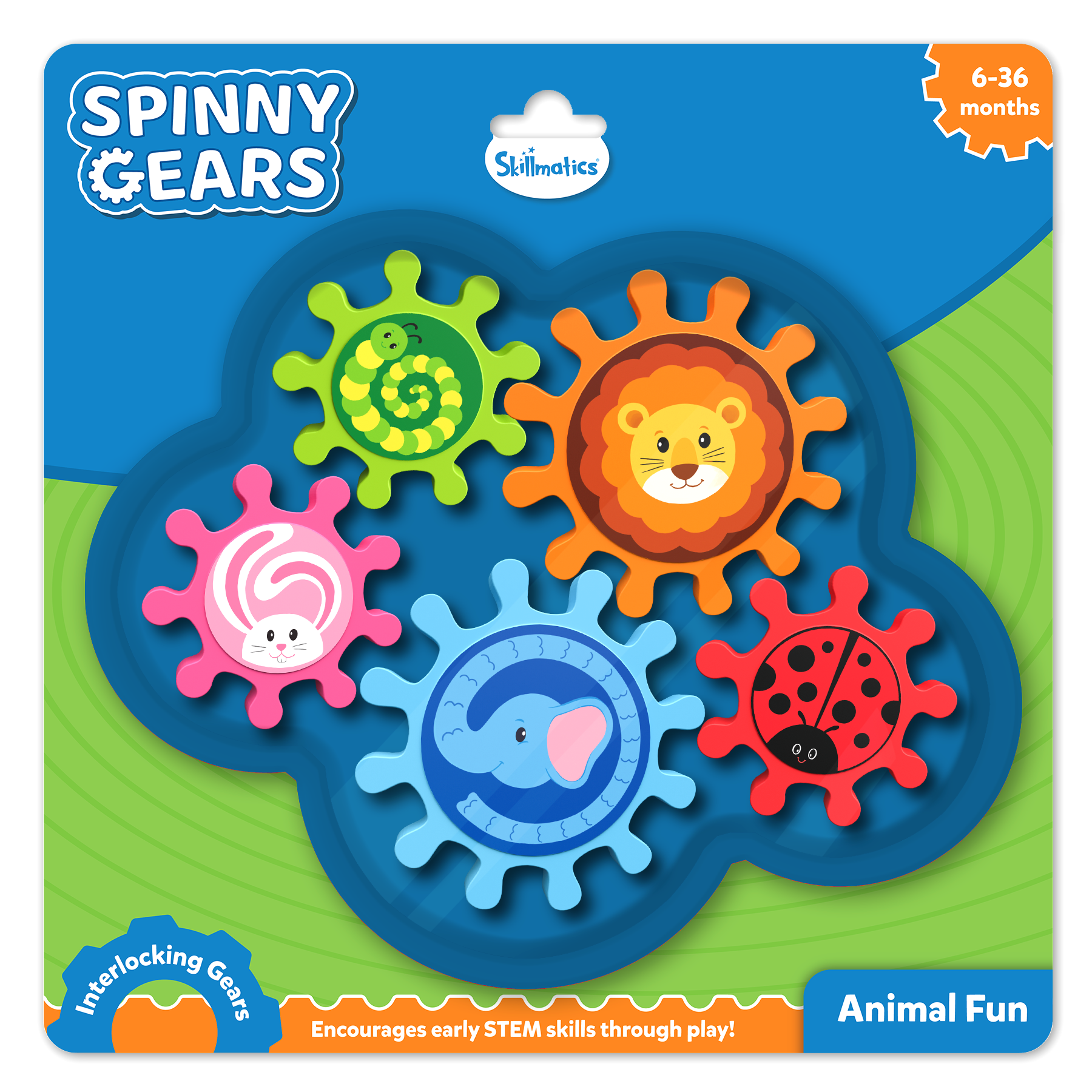 Skillmatics Spinny Gears for Babies - Fun Interlocking Spinning Gears, STEM & Sensory Toy, Suction Spinners for Windows, Table, Bath, Travel Toy, Gifts for Infants & Toddlers 6-36 Months, Set of 5