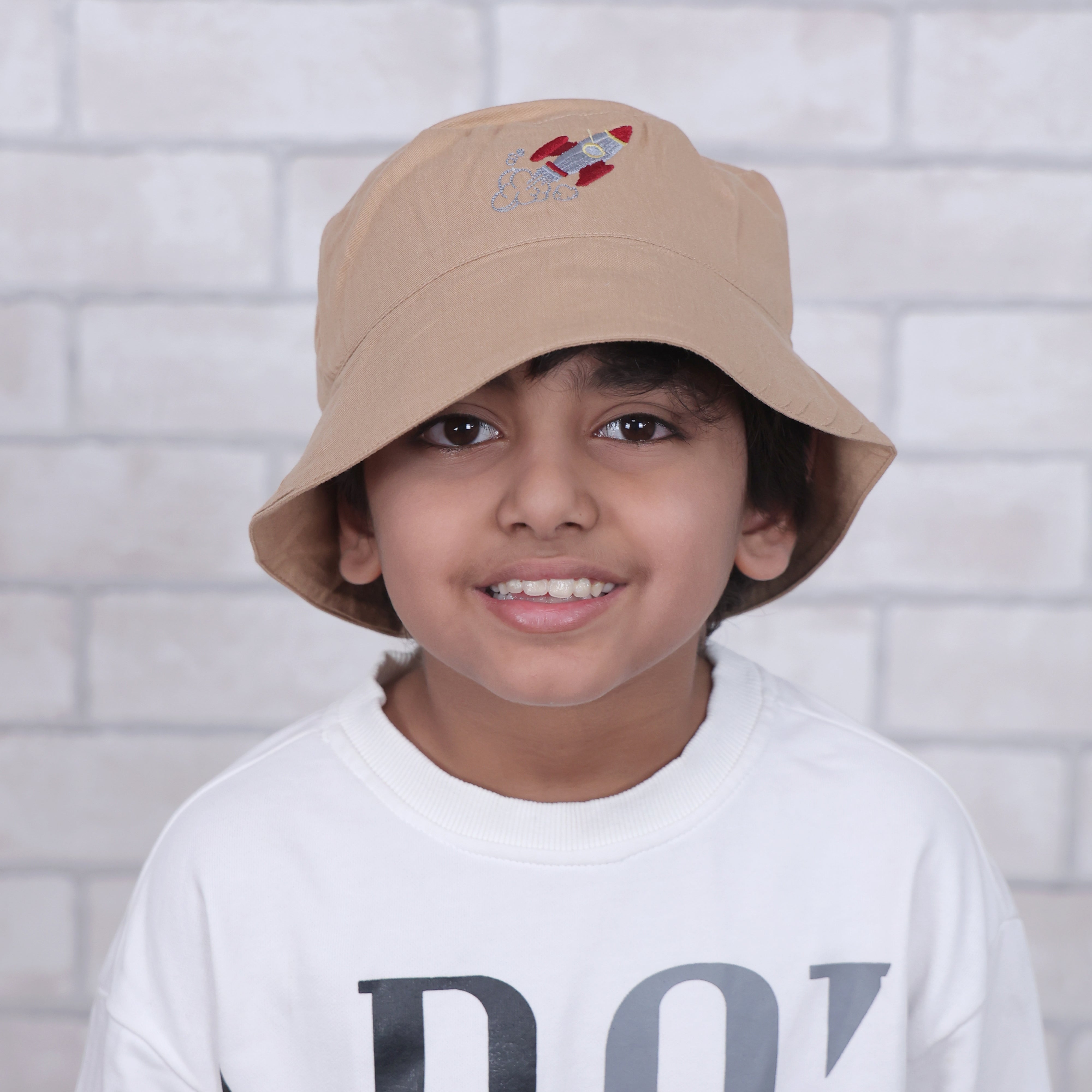To The Moon & Back Brown Cotton Bucket Hat