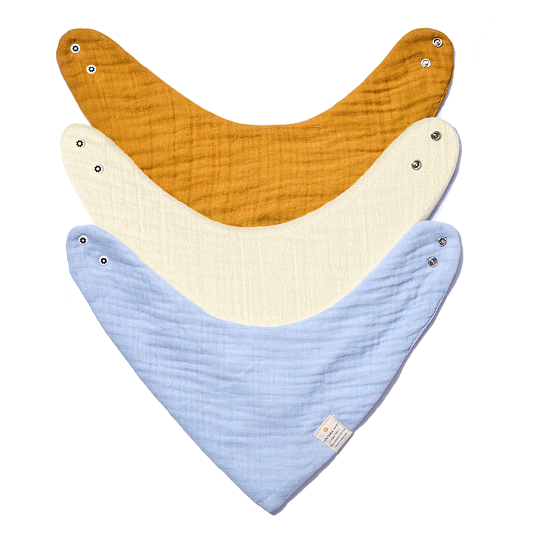 Nintara Baby Bandana Bibs - 100% Organic Premium Muslin Cotton, Absorbent, Soft, Adjustable Snap Buttons, Reversible, 6-Layers for Drooling, Teething, Feeding, Gifts for Babies Ages 0-3