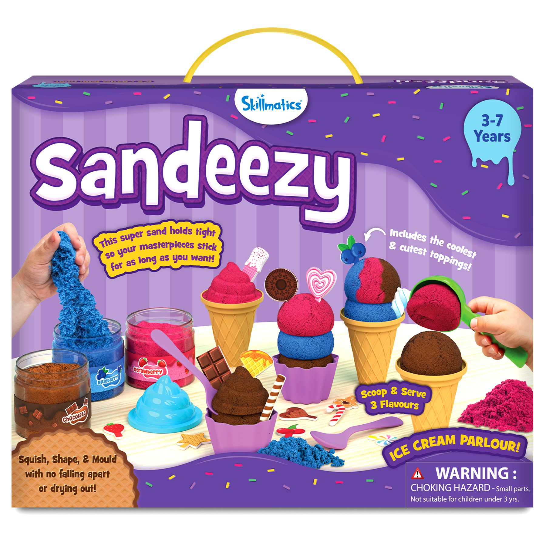 Skillmatics Sand Ice Cream Parlour Set - Sensory Toy & Pretend Dessert Shop Play Kit for Kids, Creative Sand Art Activity with Cones, Cups & Toppings, Gifts for Boys & Girls Ages 3, 4, 5, 6, 7