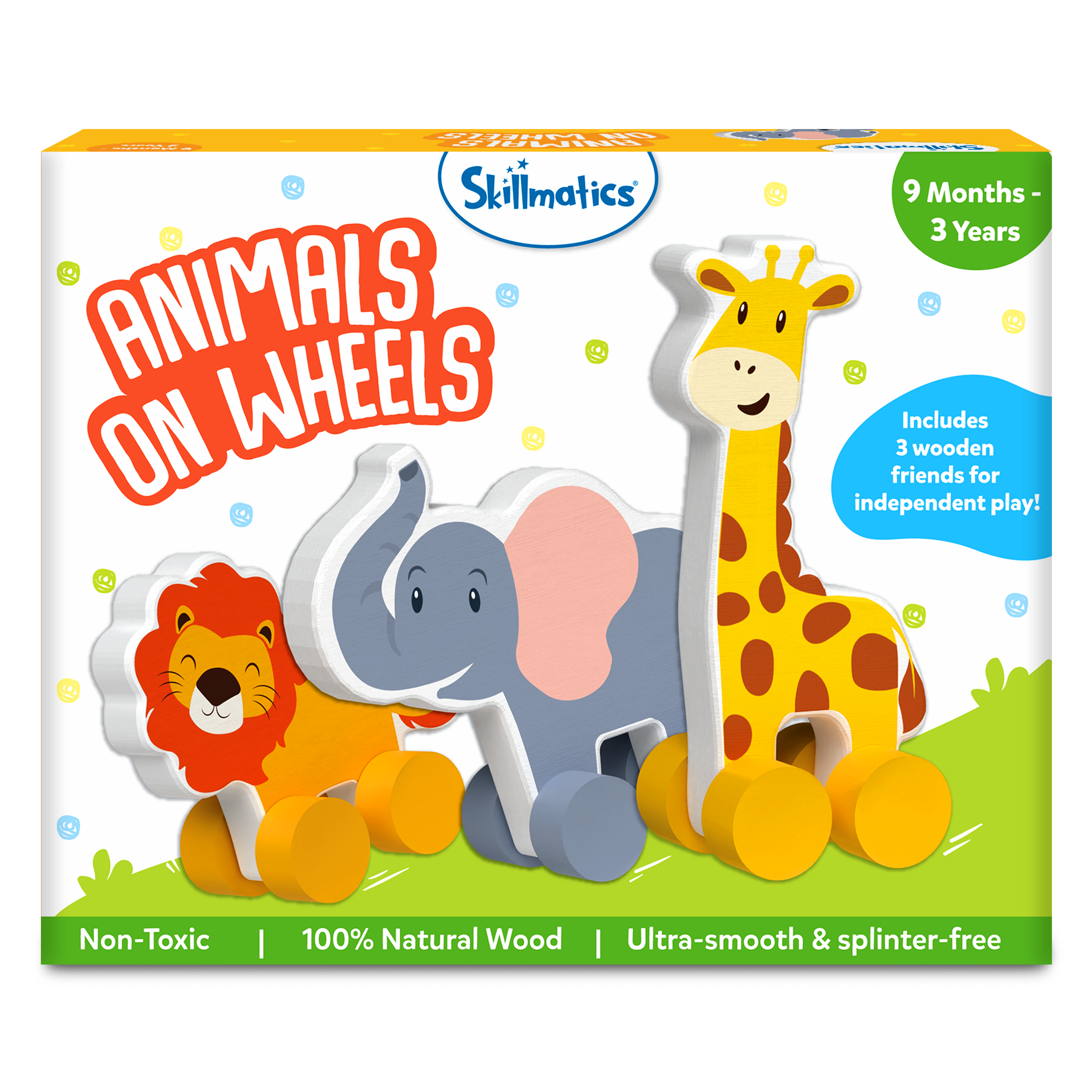 Skillmatics Wooden Animal Toys on Wheels, Imaginative Play for Toddlers, Educational Gifts for Infants 9 Months to 3 Years