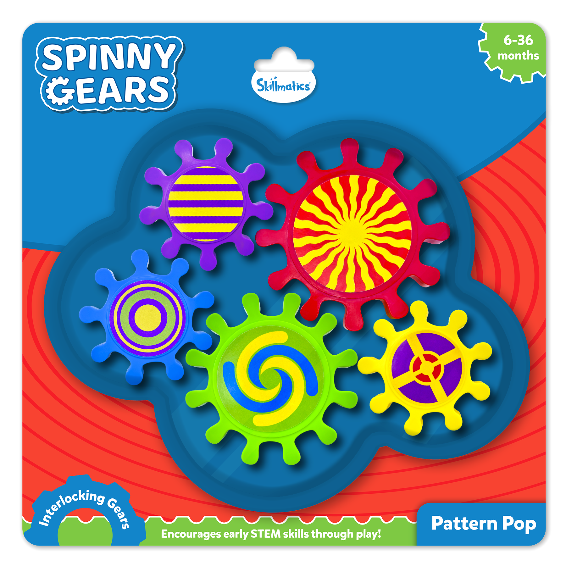 Skillmatics Spinny Gears for Babies - Fun Interlocking Spinning Gears, STEM & Sensory Toy, Suction Spinners for Windows, Table, Bath, Travel Toy, Gifts for Infants & Toddlers 6-36 Months, Set of 5