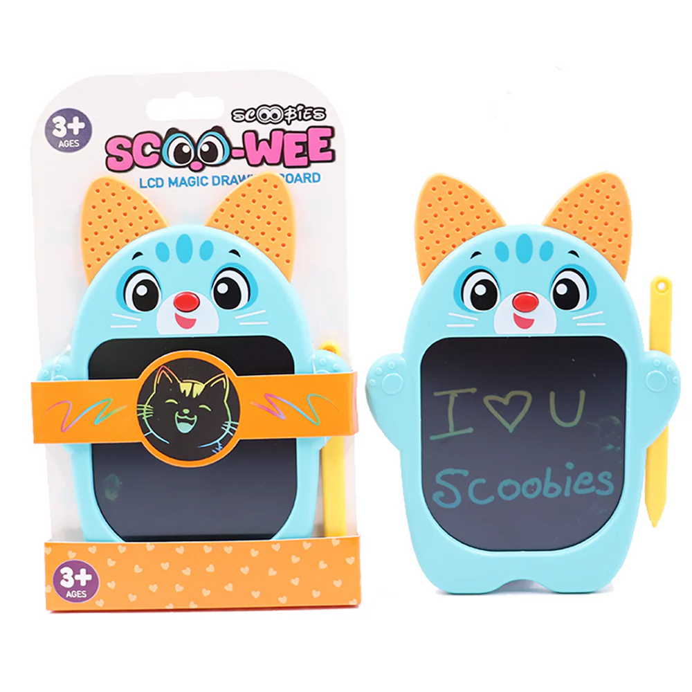 Scoo-Wee Cat Shaped Multi-Color Screen Doodle Pad With One-Click Erase