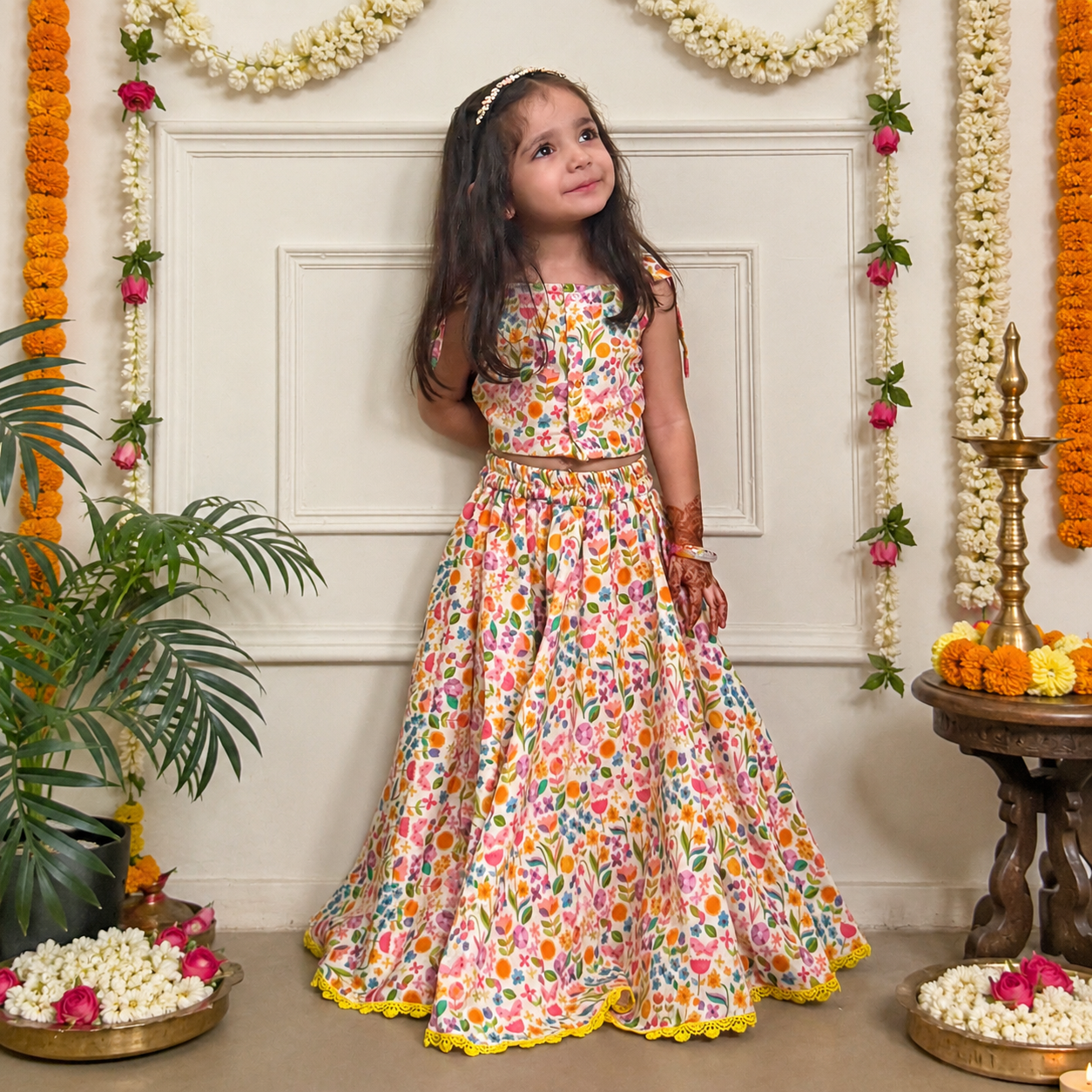 Girls Cotton Lehenga Set - Multiple Designs - Spring design