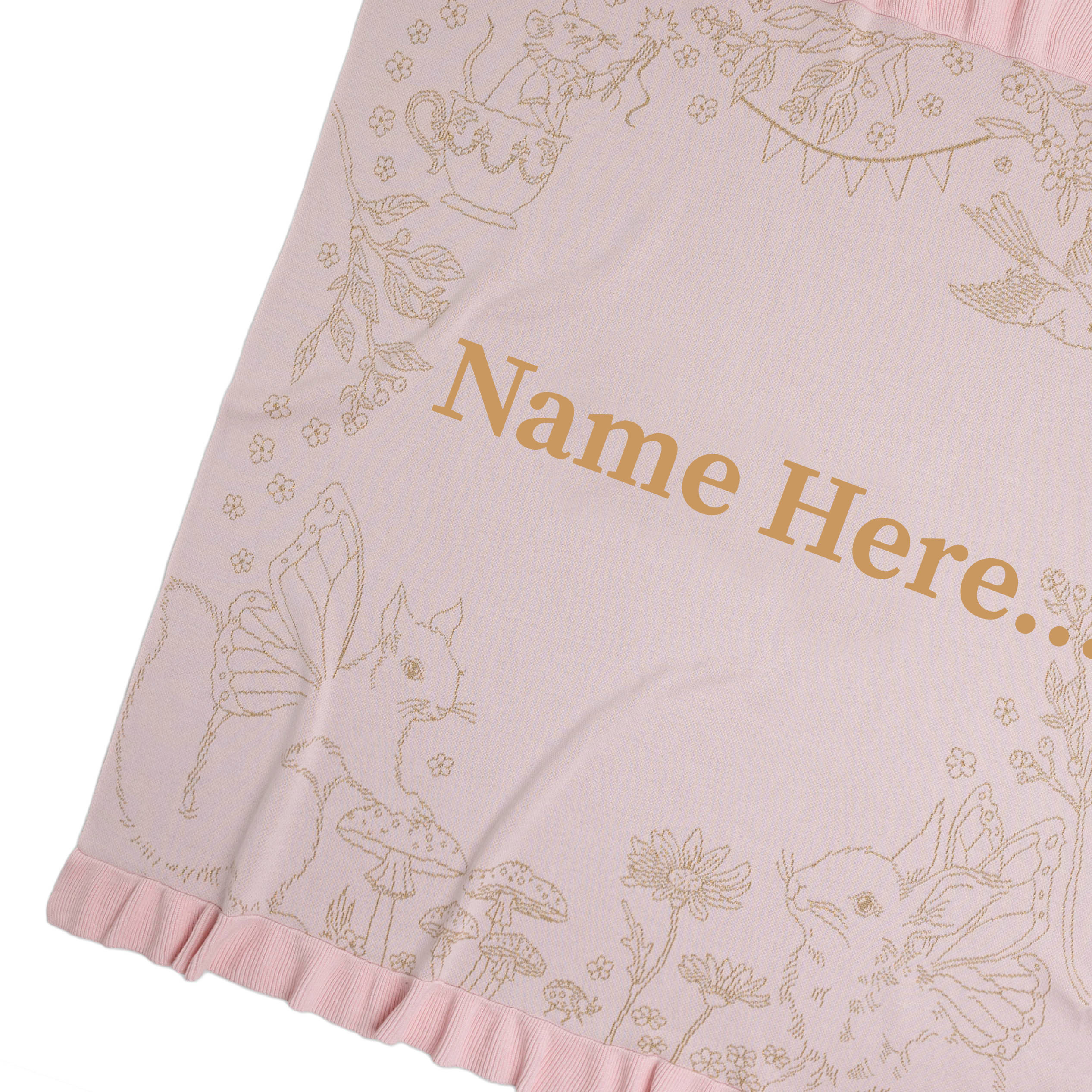 Fleur Harris Gold Lurex Garden Party Personalised Name Blanket