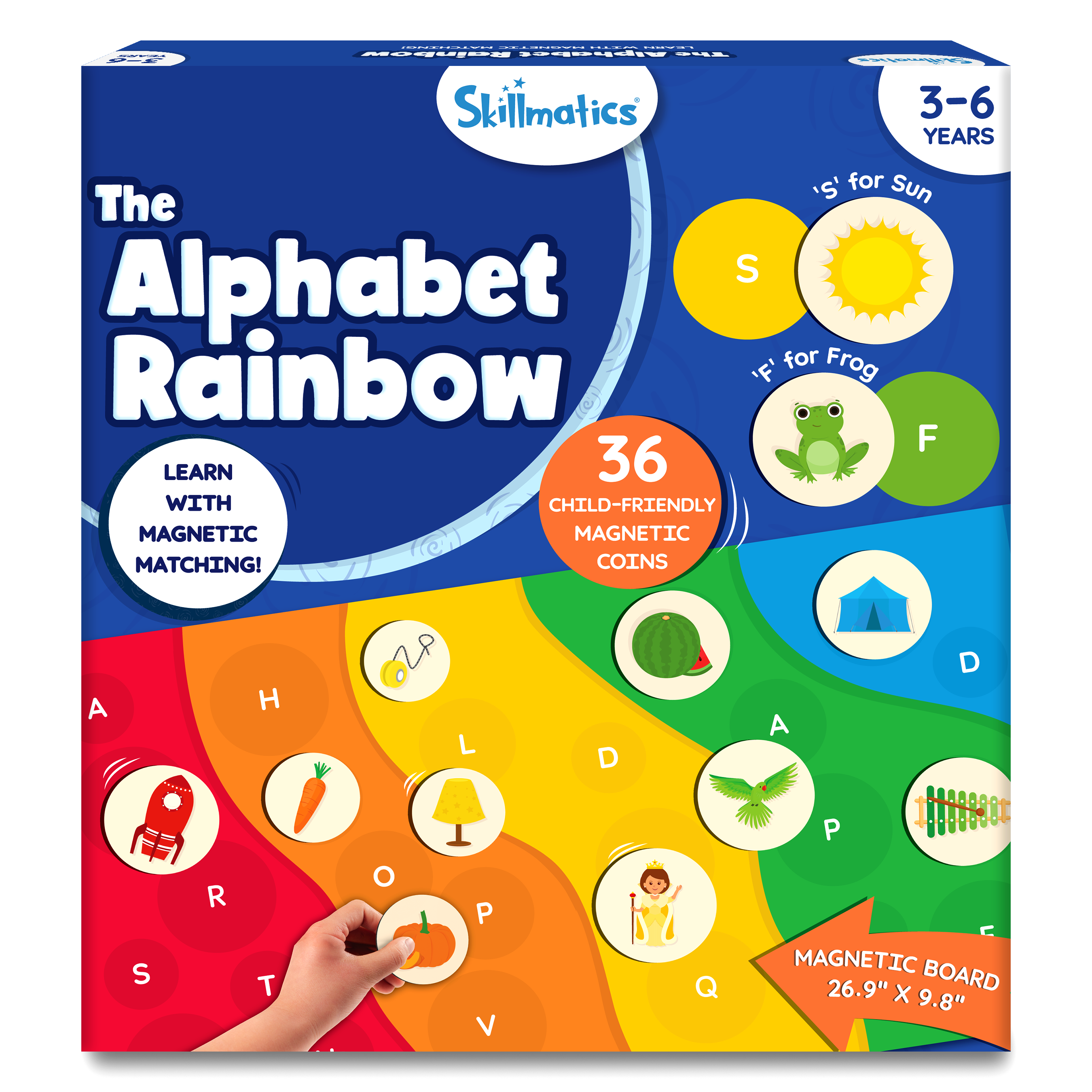 Skillmatics Magnetic Matching Activity - The Alphabet Rainbow, Preschool Learning Toy & Game for Kids, 35+ Magnetic Pieces, Gifts for Girls & Boys Ages 3, 4, 5, 6