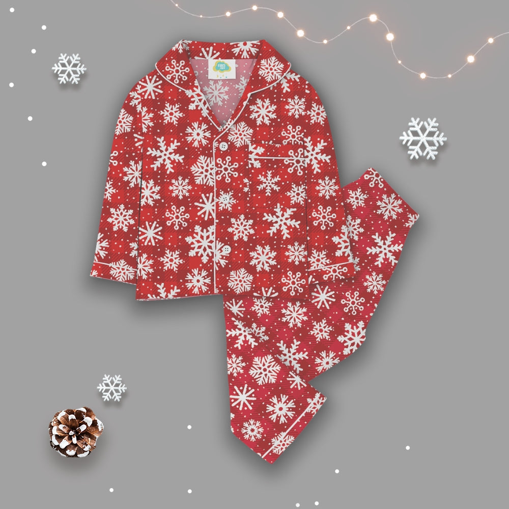 Fancy Fluff Christmas Cotton Night Suit  - Let it Snow