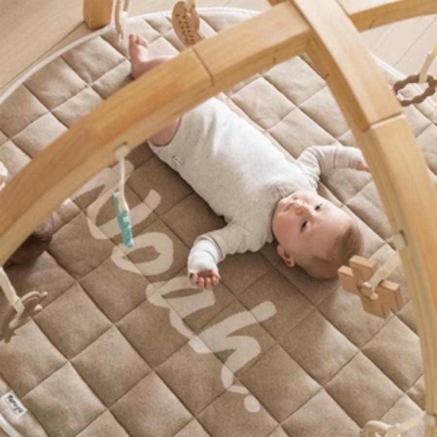 Personalised Playmat - Light Camel; Letter: Oatmeal