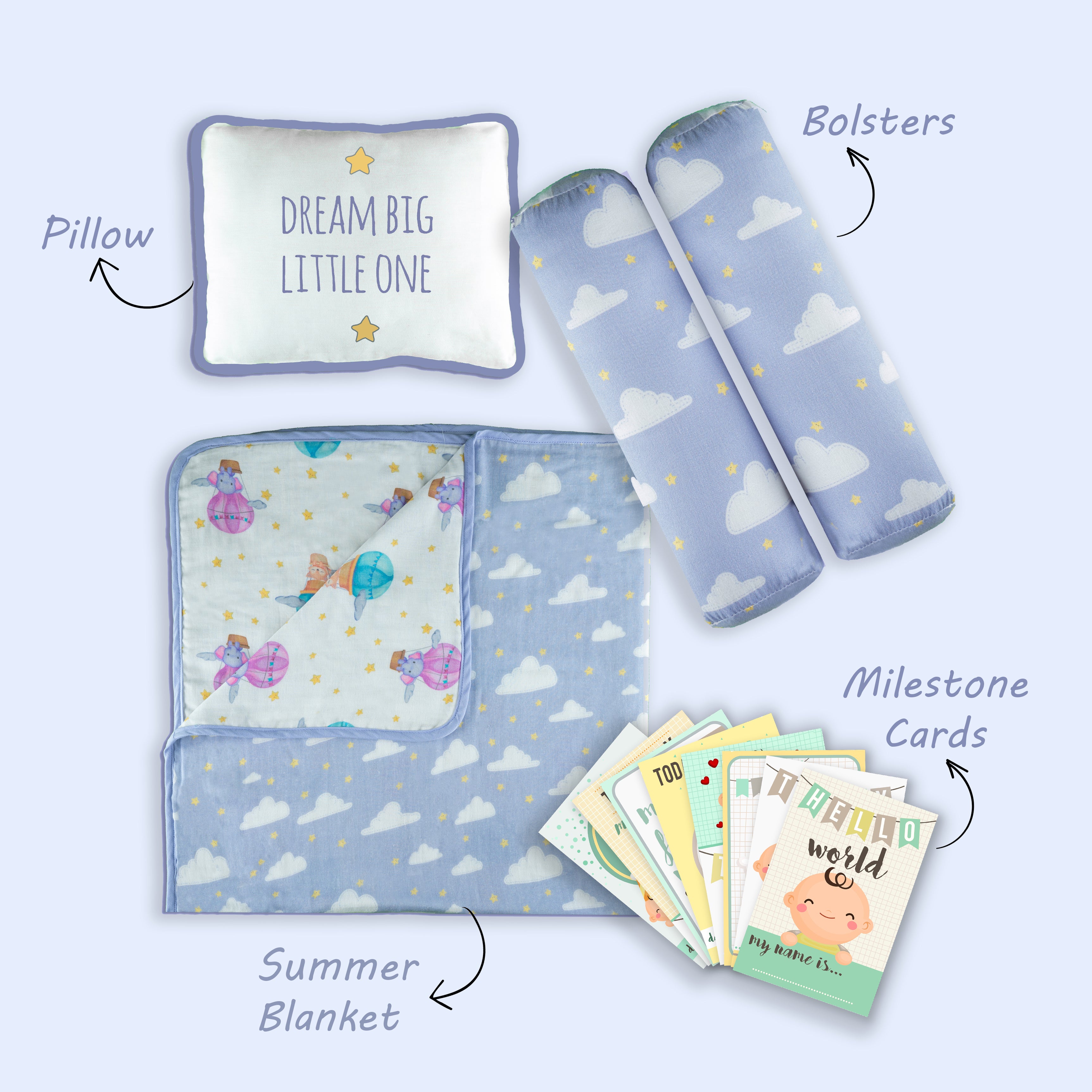 Tiny Snooze Mini Cot Bedding Set – Sky Is The Limit