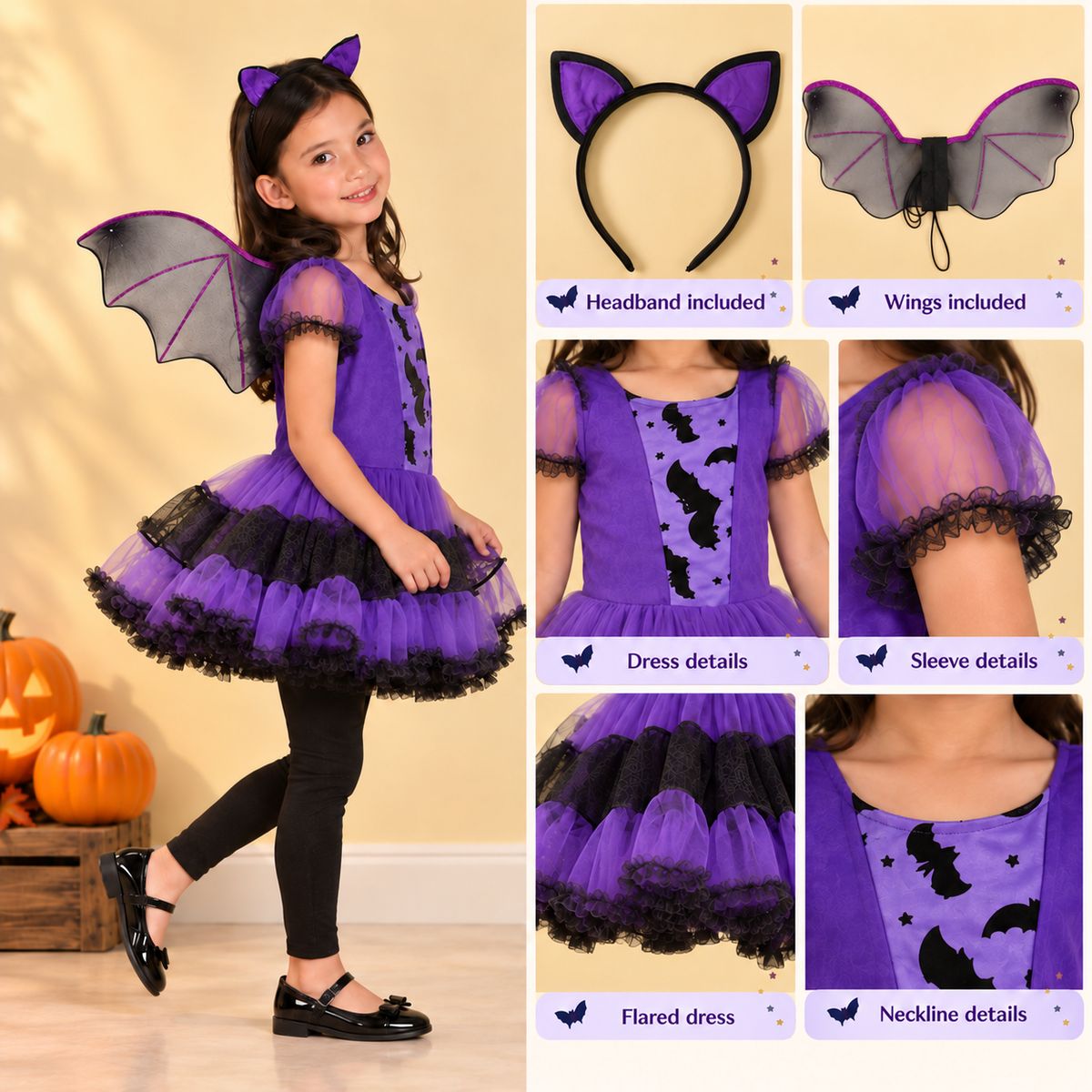 Purple Bat Girl Halloween Costume - image 5