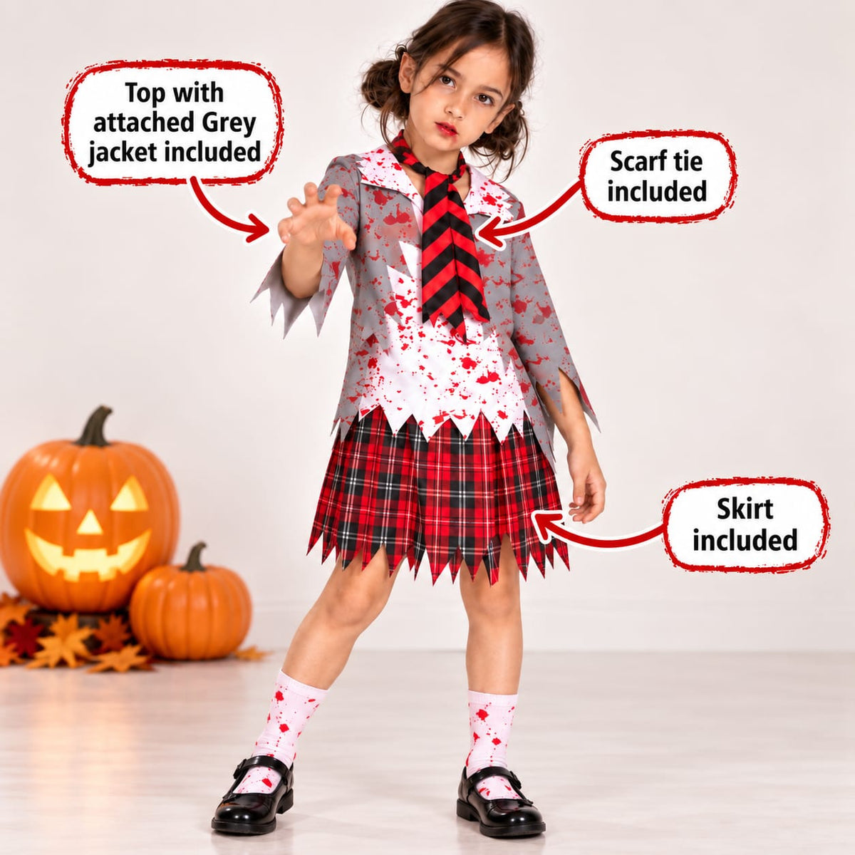 Spooky Schoolgirl Halloween Costume - image 6