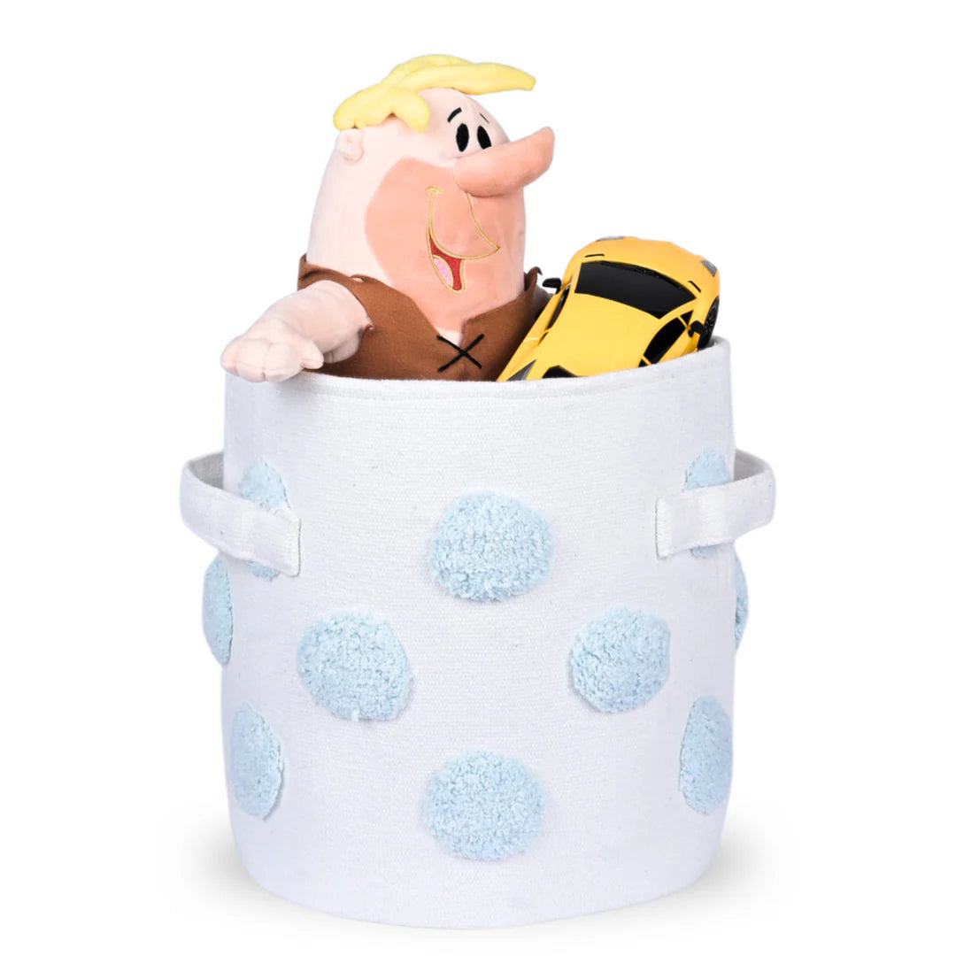 PomPom Round Blue Toy Storage Basket