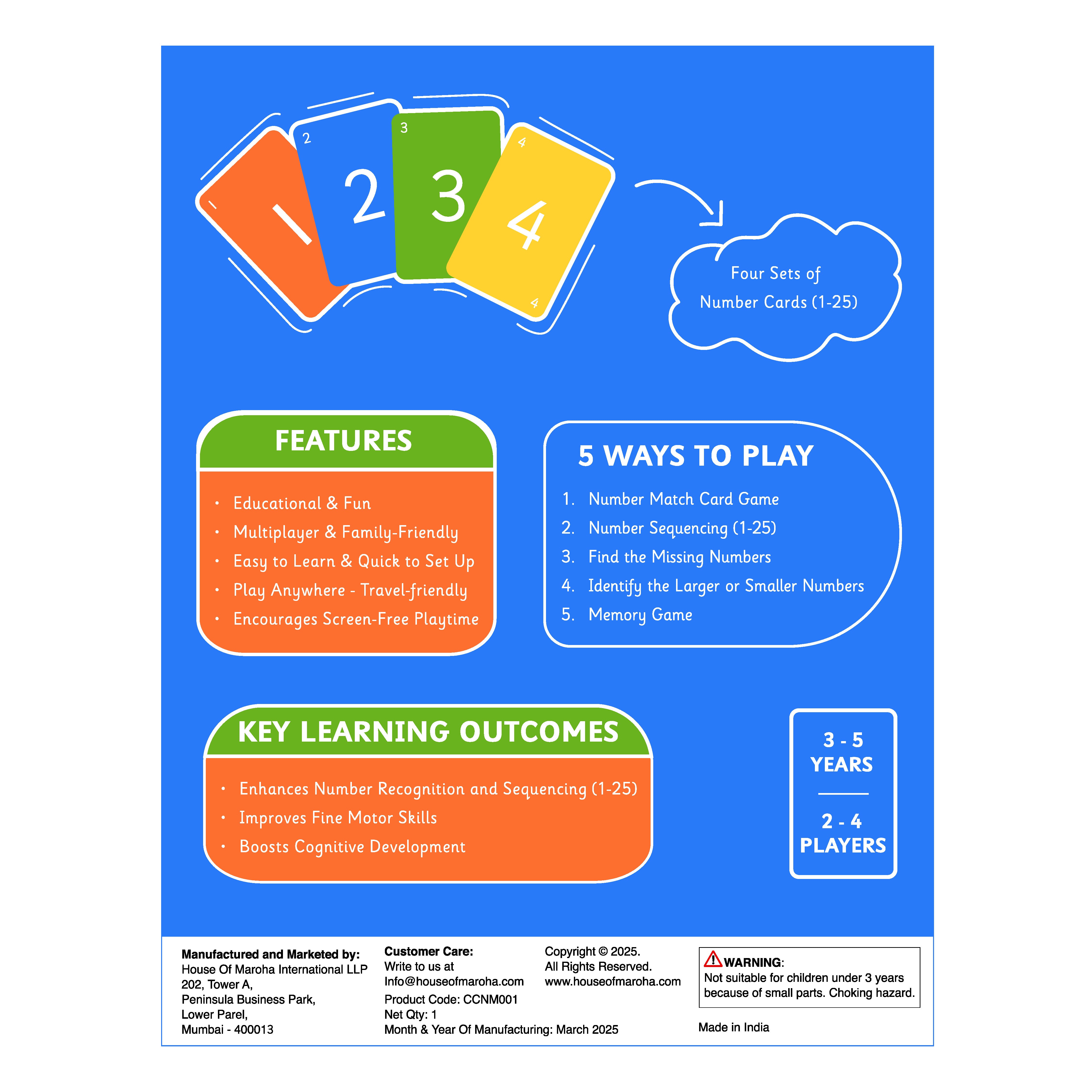 Numero Match Card Game