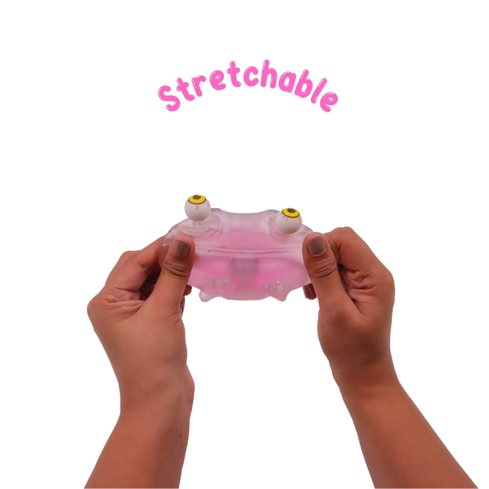 Scoobies Stick-i-dgets | Pack of 1 | Available in frog shape with vibrant purple color | Soft and squishy with glow in the dark feature | Squeeze it and its eyes pop out | Good for hand muscle exercises and fidgeting