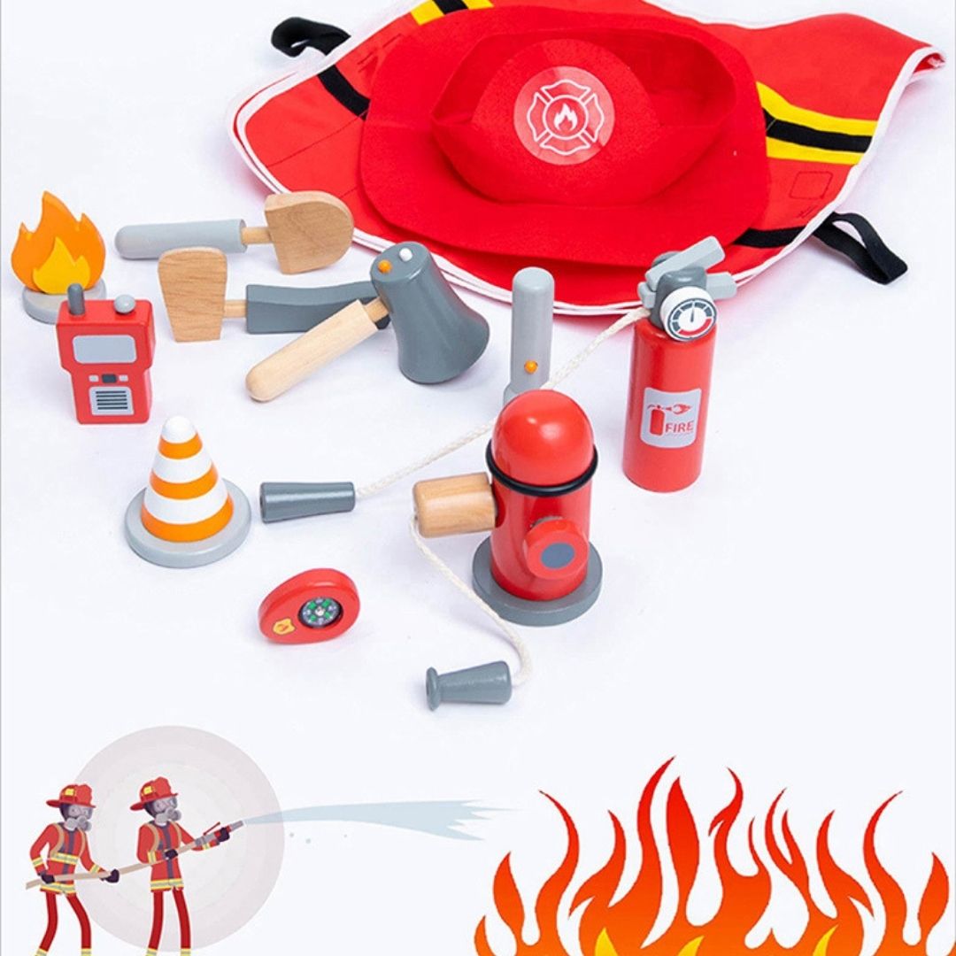 Firefighter Pretend Play Set with Fireman Costume Kit (14 Pcs)