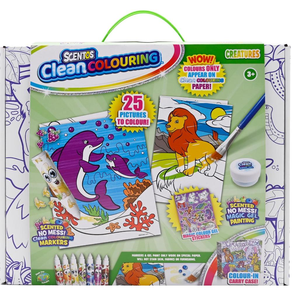 Scentos Clean Colouring Pizza Box - Creatures