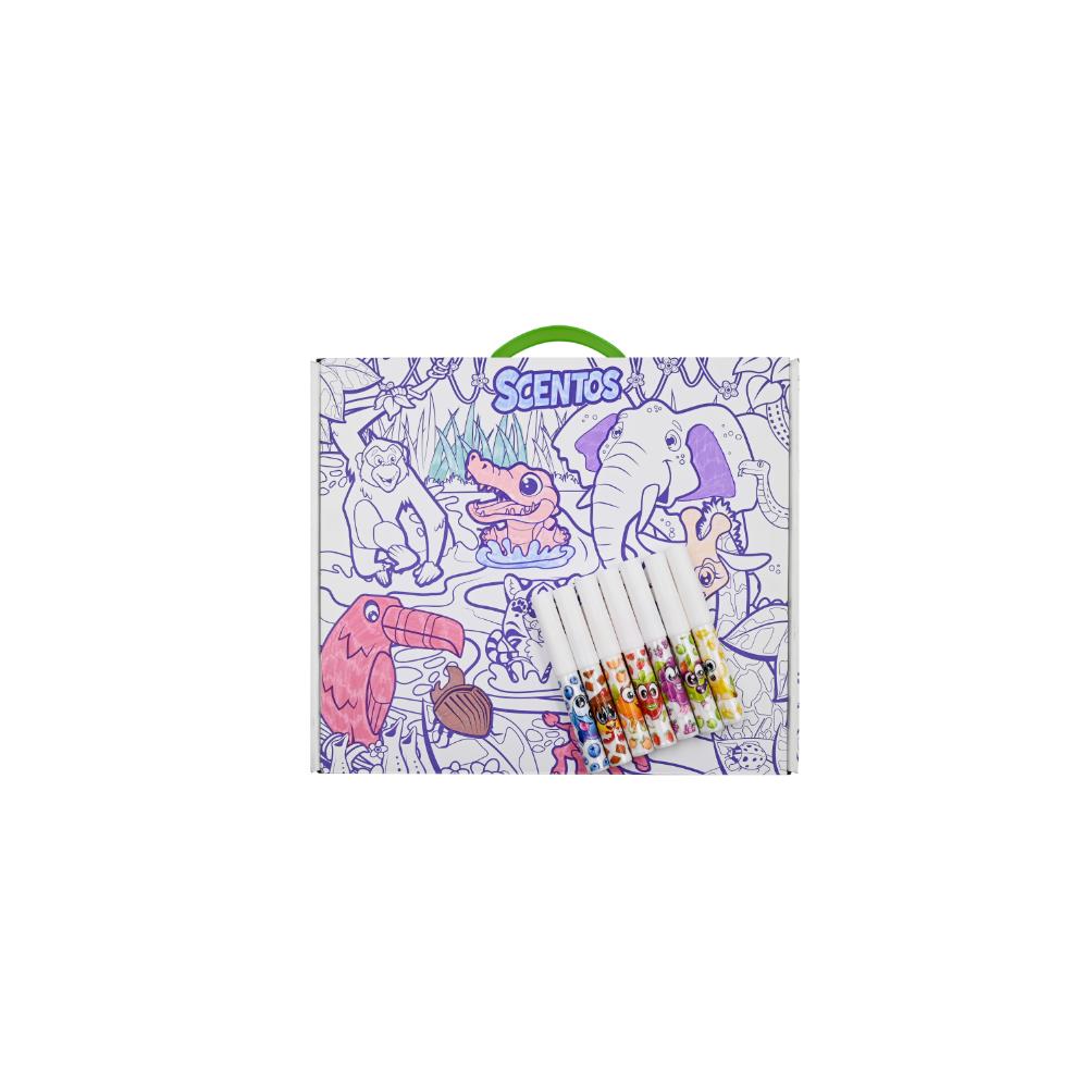 Scentos Clean Colouring Pizza Box - Creatures