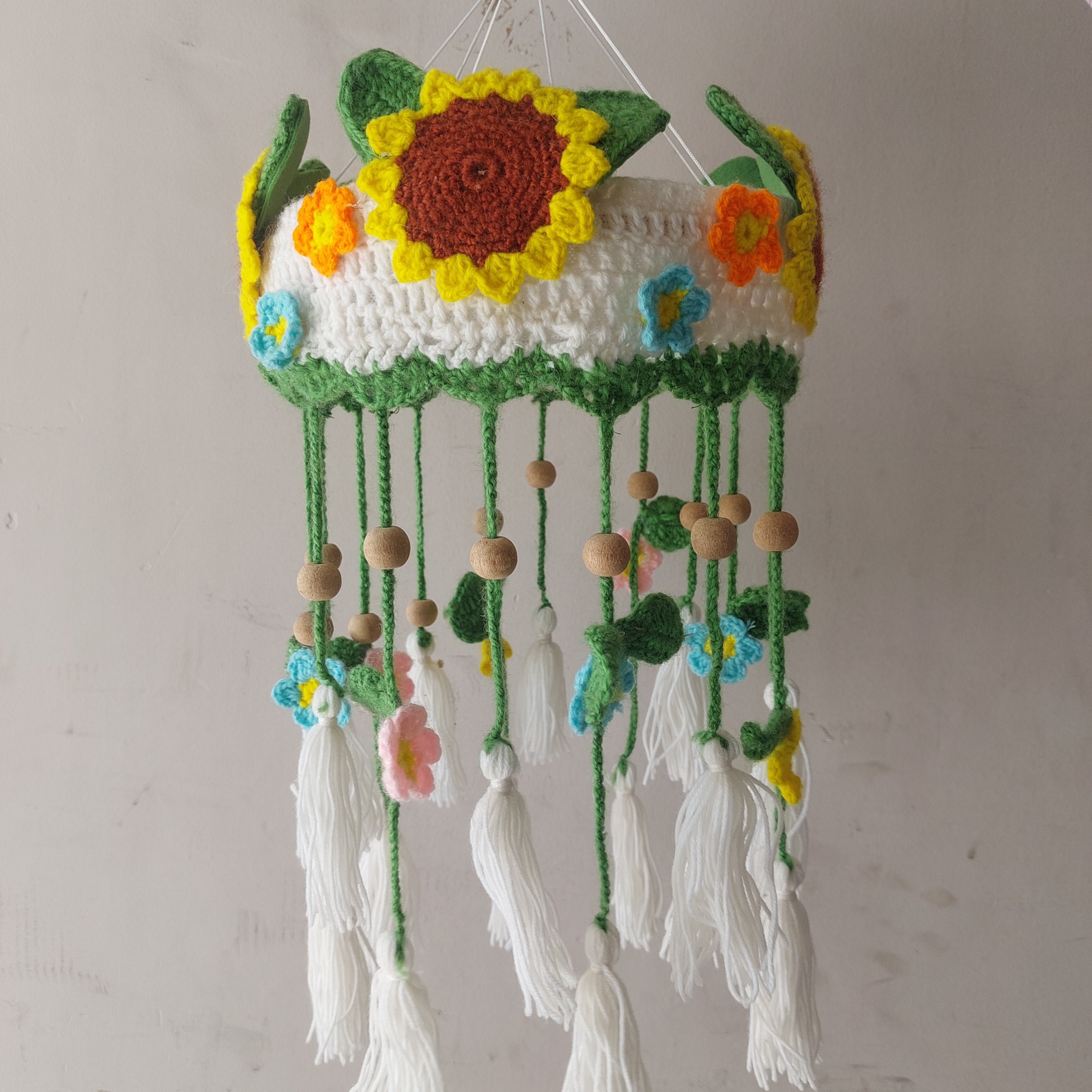 Sunflower & Floral Crochet Crib Mobile
