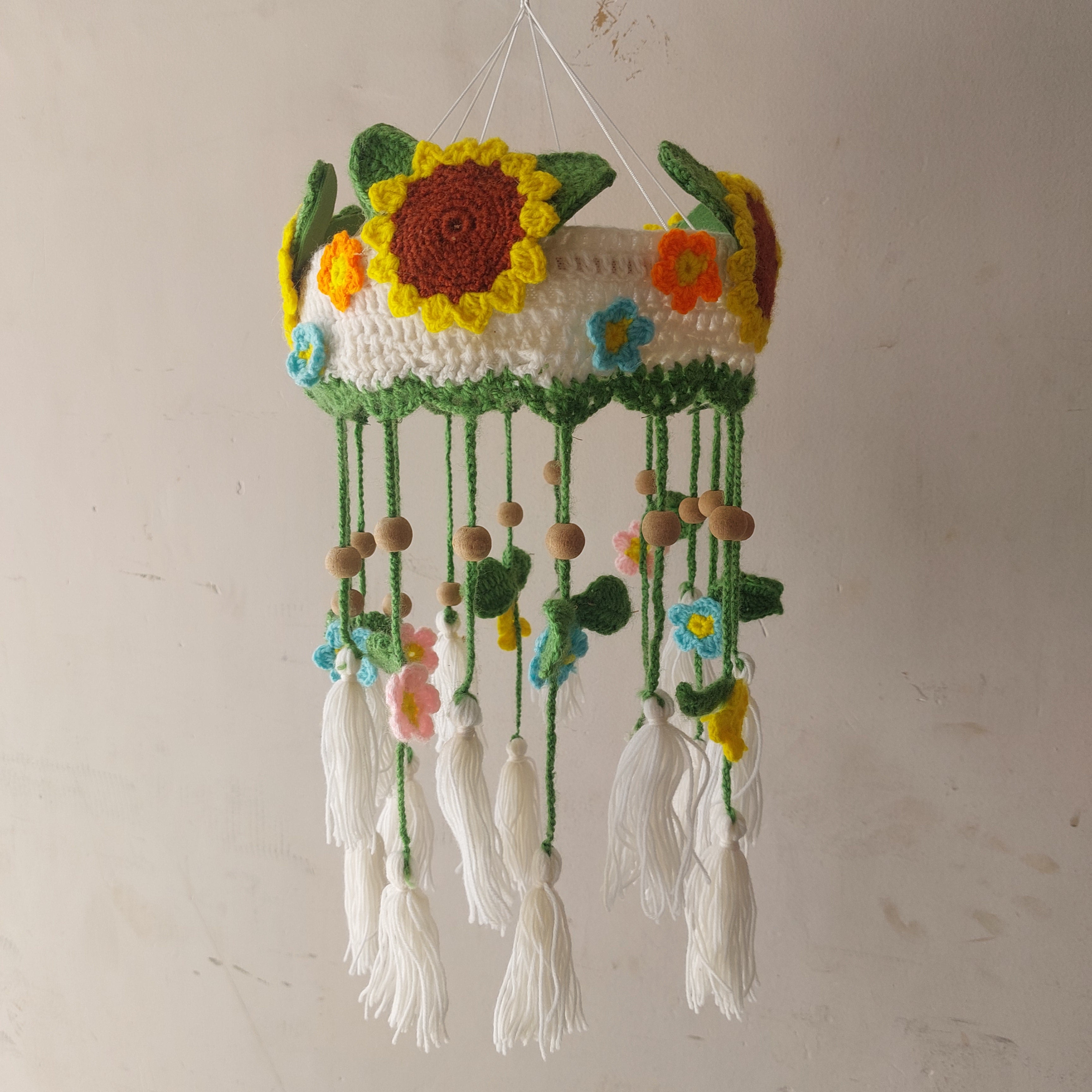 Sunflower & Floral Crochet Crib Mobile