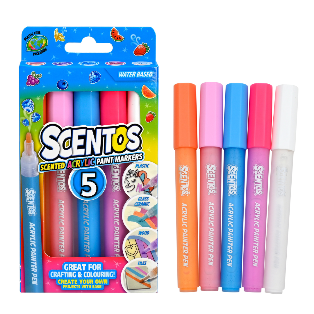  Scentos Scented Acrylic Markers, Pack Of 5