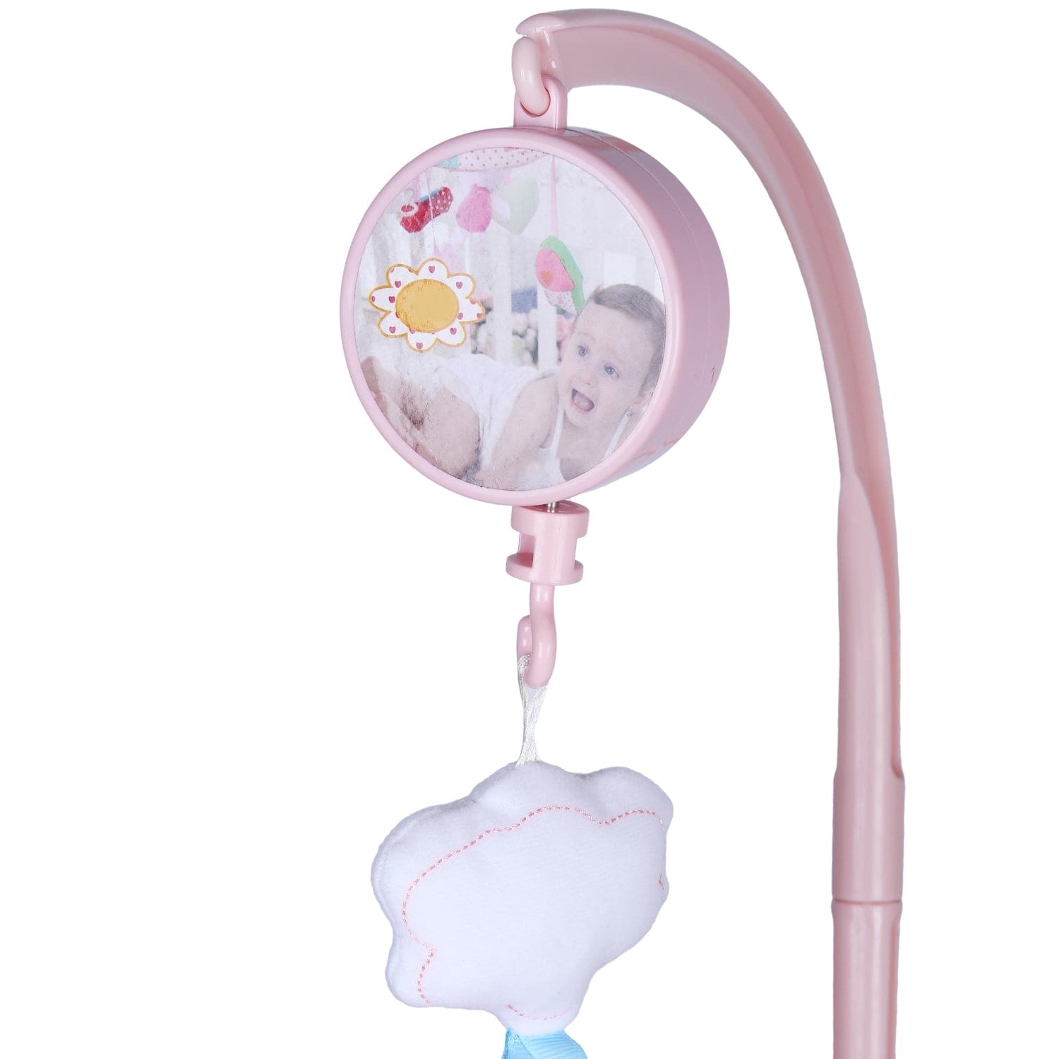 Rabbit Premium Musical Rotating Cot Mobile With Hanging Rattle Toys - Pink - Baby Moo