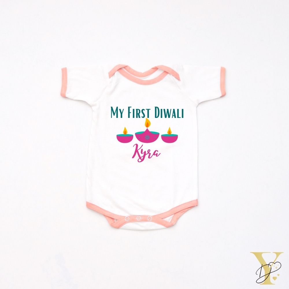 First Diwali Personalised Bodysuit (Peach Love)