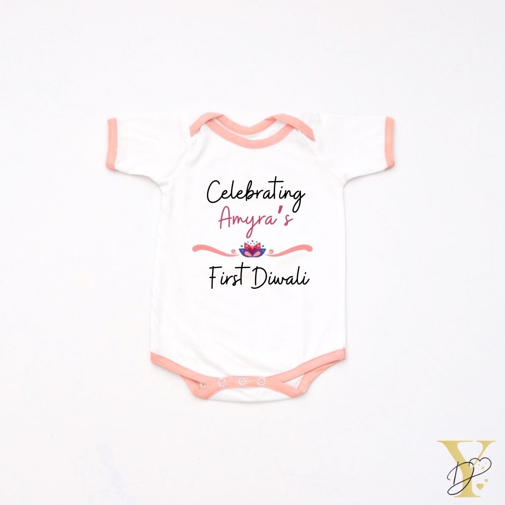 Celebrating Diwali Personalised Bodysuit (Peach Love)