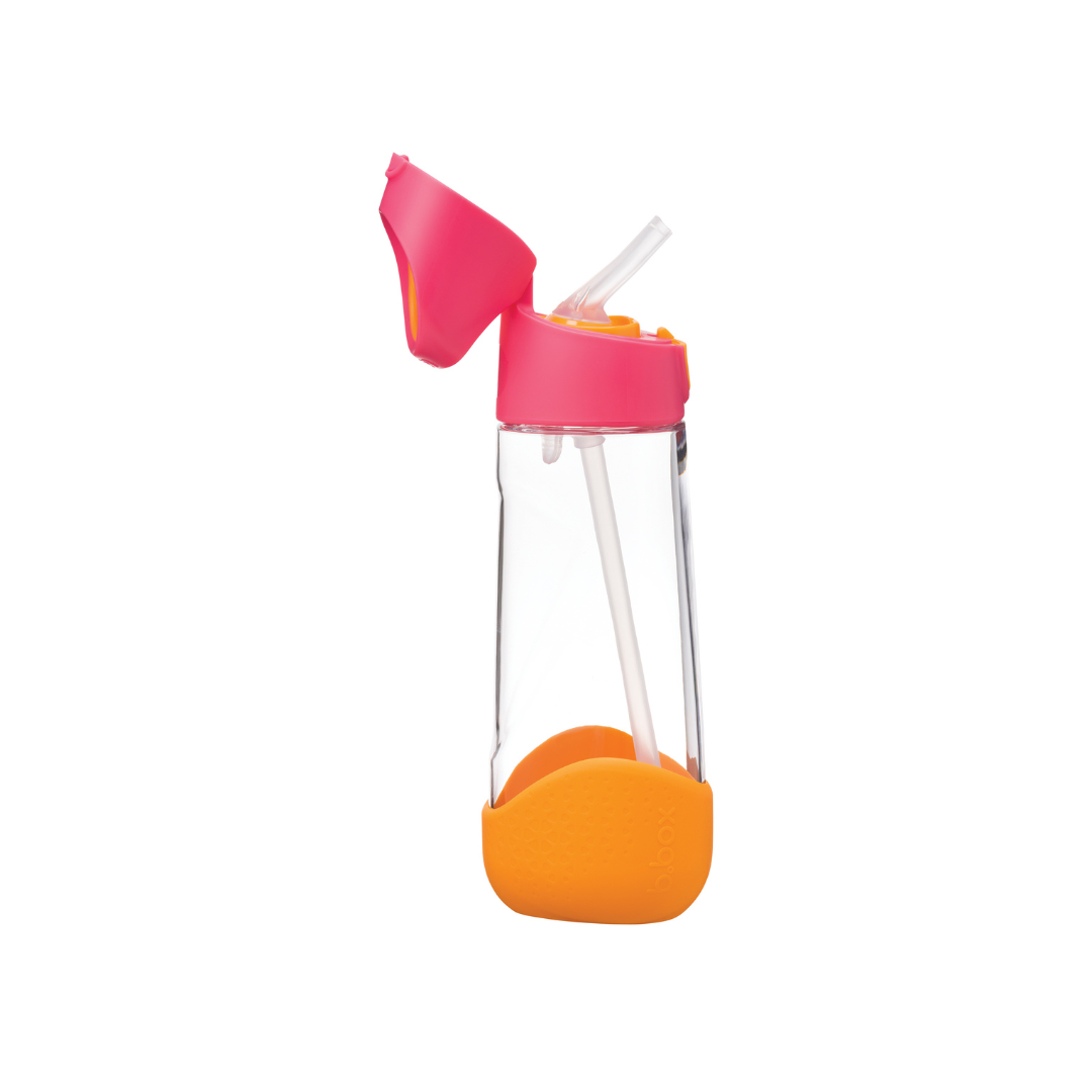 b.box Tritan straw Drink Bottle 600ml  Strawberry Shake Pink Orange