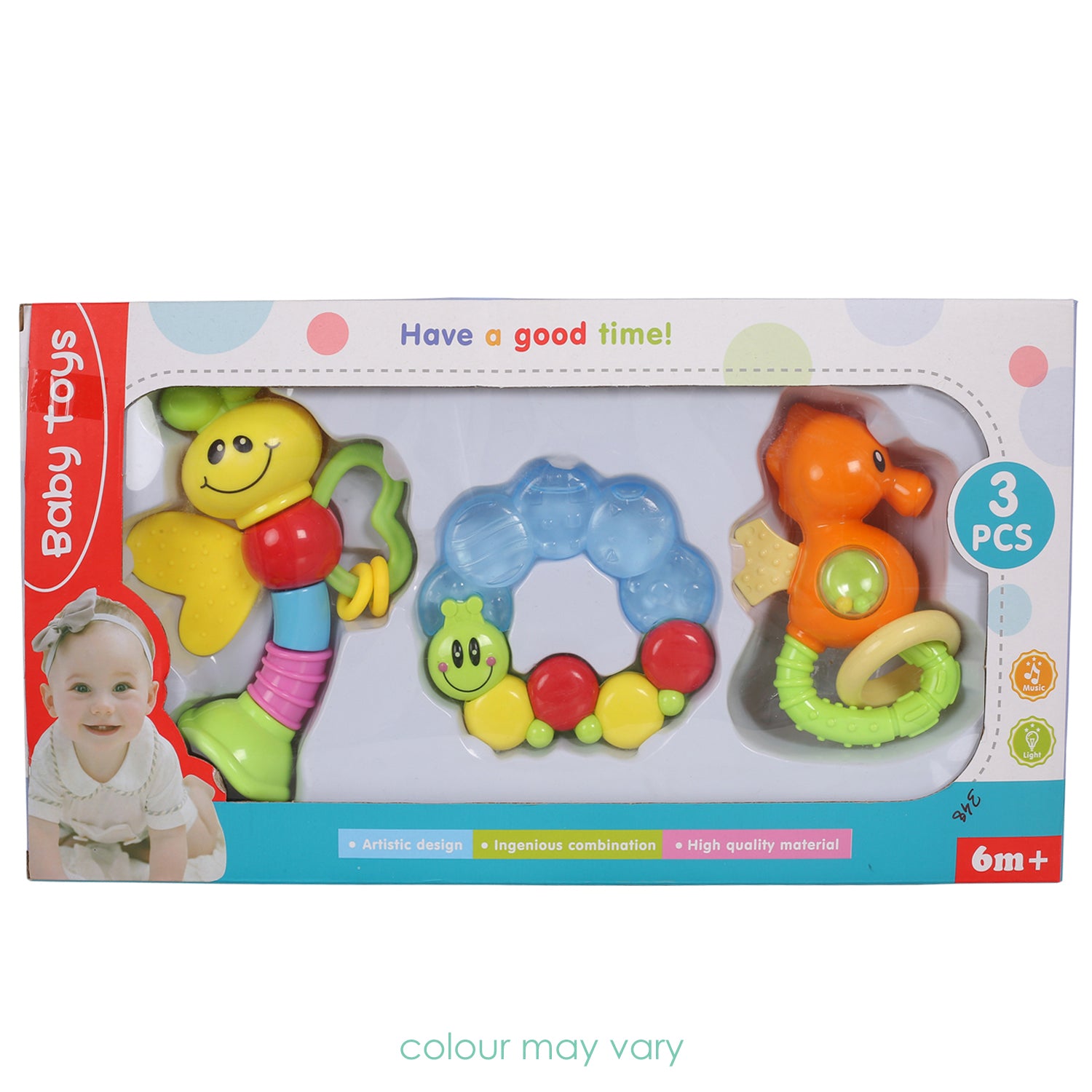 Baby Moo Butterfly Caterpillar Multicolour Set of 3 Rattle Teether