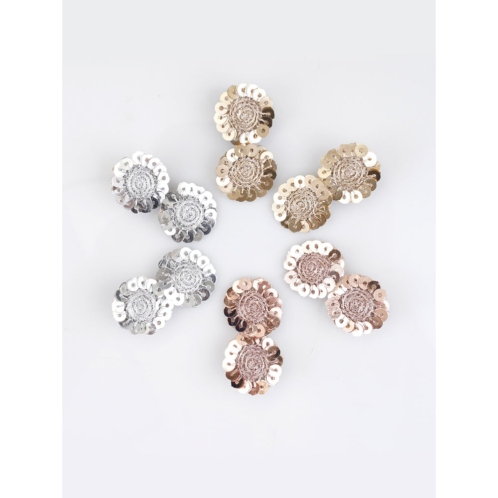 Set of 6 Alligator Sequin Hairclips - Sparkling Circles - Gold, Silver