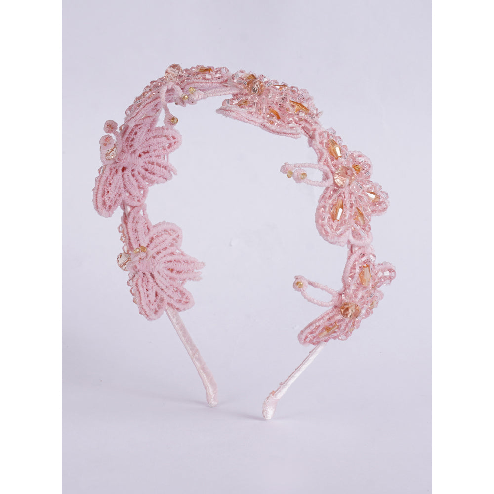 Blushing Butterfly Beauty Beaded Hairband - Pink, Peach, Off-White