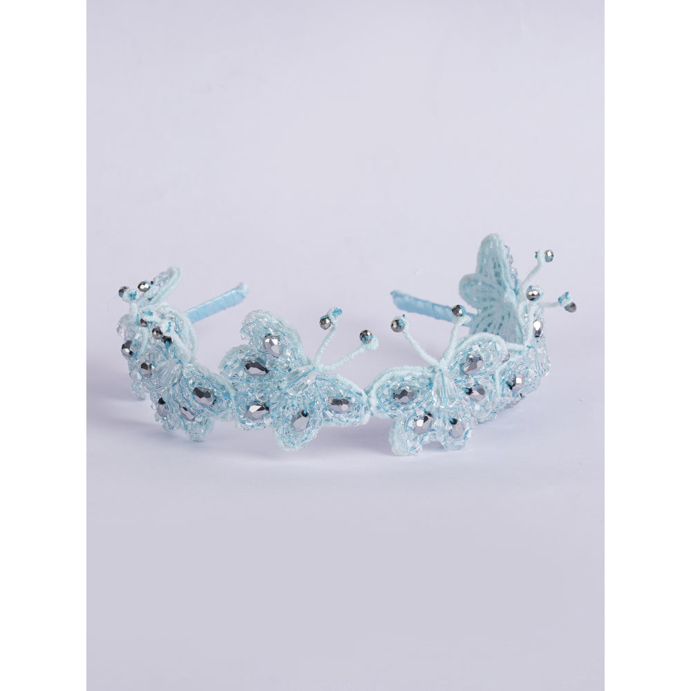 Whimsical Butterfly Dreams Hairband - Blue, Silver, Clear