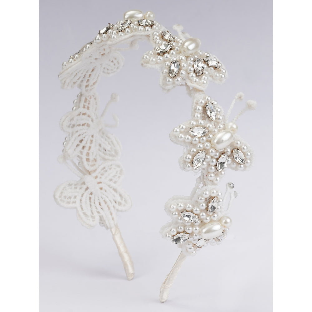 Whimsical Butterfly Dreams Hairband - White, Clear