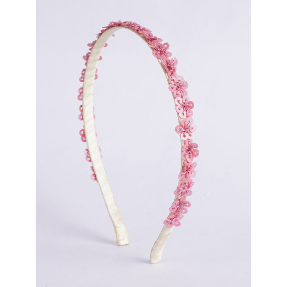 Floral Sequin Hairband - Pink, Cream