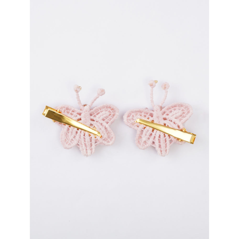 Set of 2 Blushing Butterfly Beauty Hairclip Pair - Pink, Peach