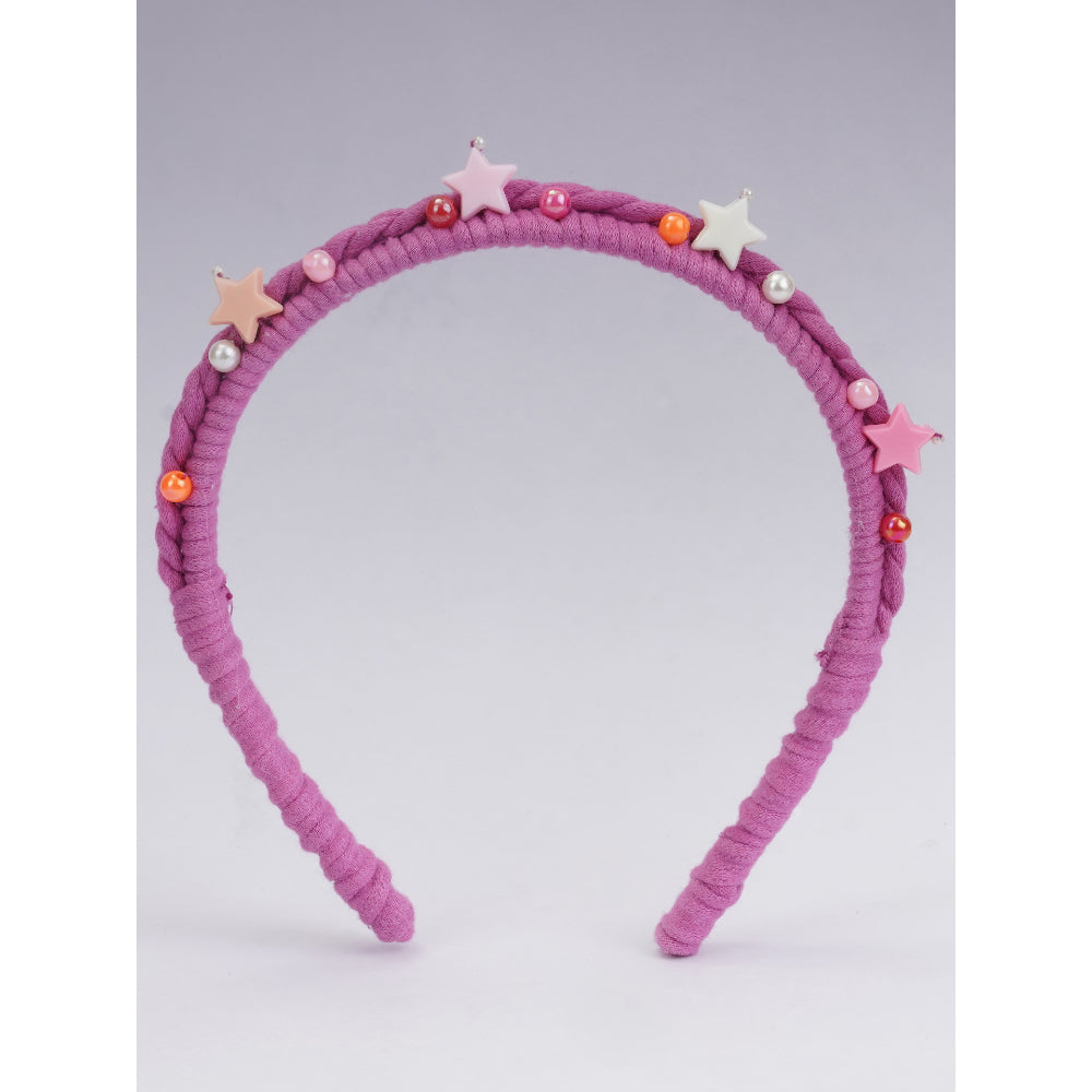 Acrylic Hairband with Acrylic Beads and Colorful Pearls - Magenta, Pink, White