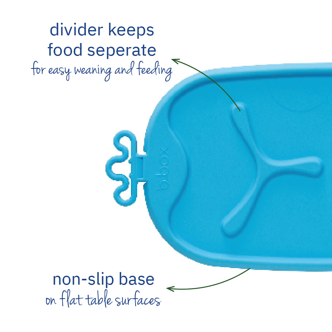 B.box Roll & Go Mealtime Mat with Spoon -Ocean Breeze Blue