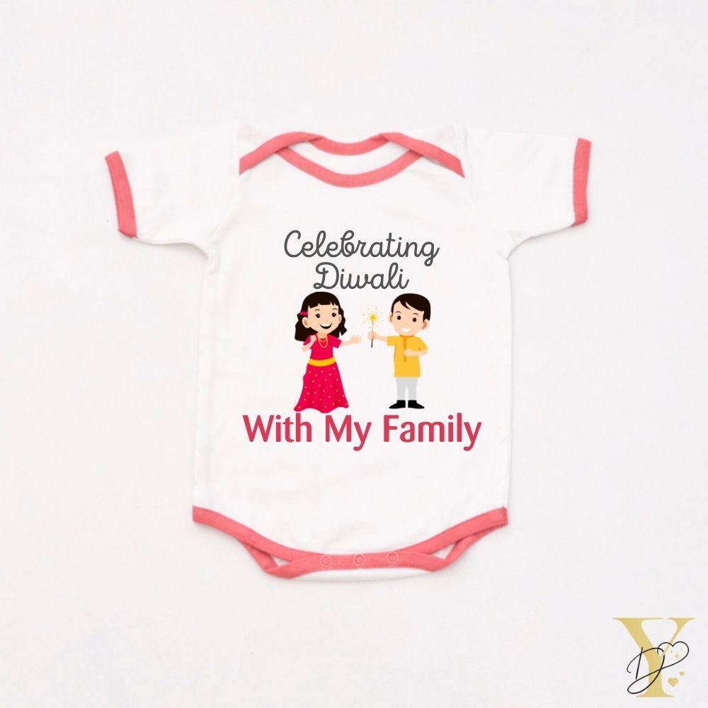 Diwali With Family Personalised Bodysuit (Red Love)
