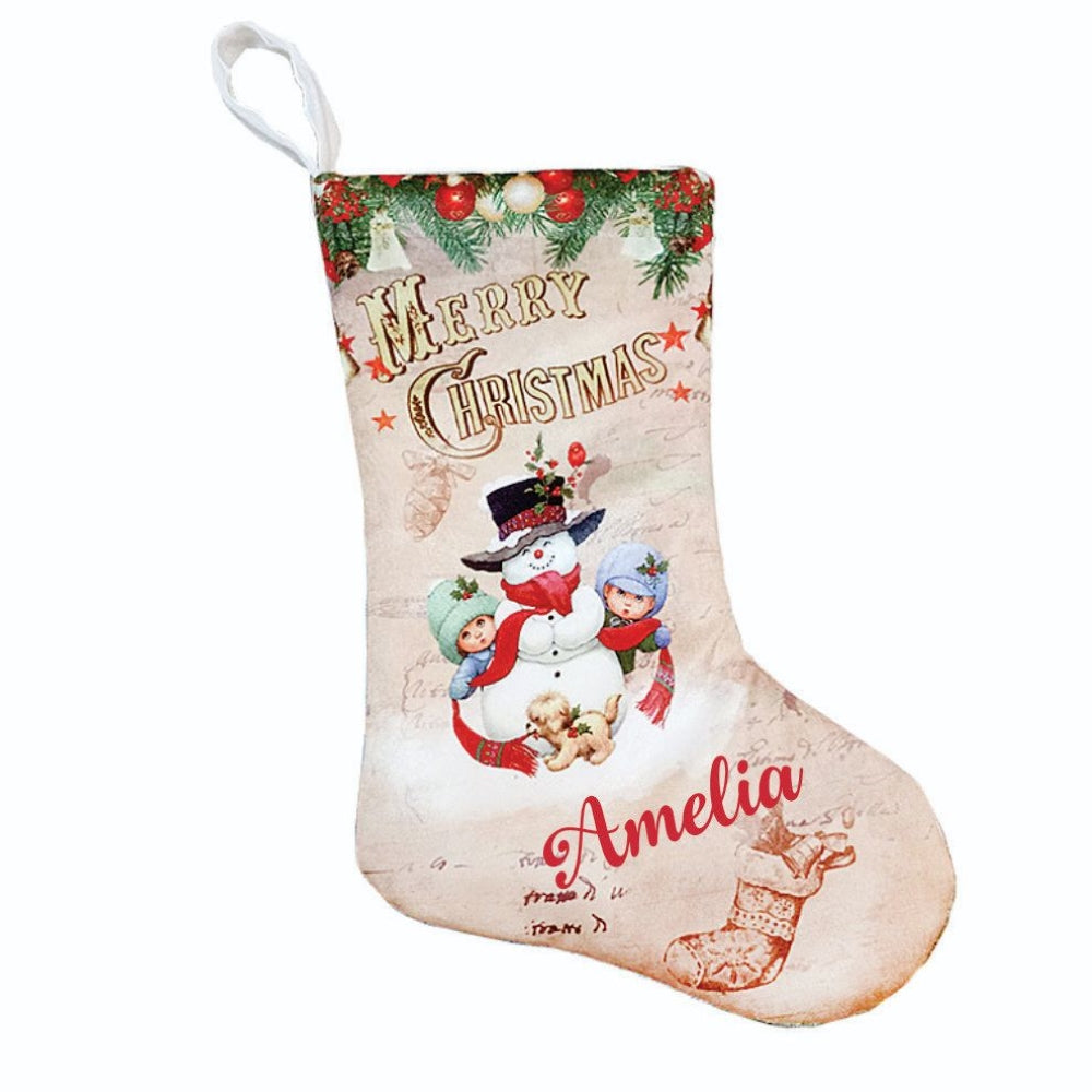 Champagne Mini Stockings - Snowman with Kids