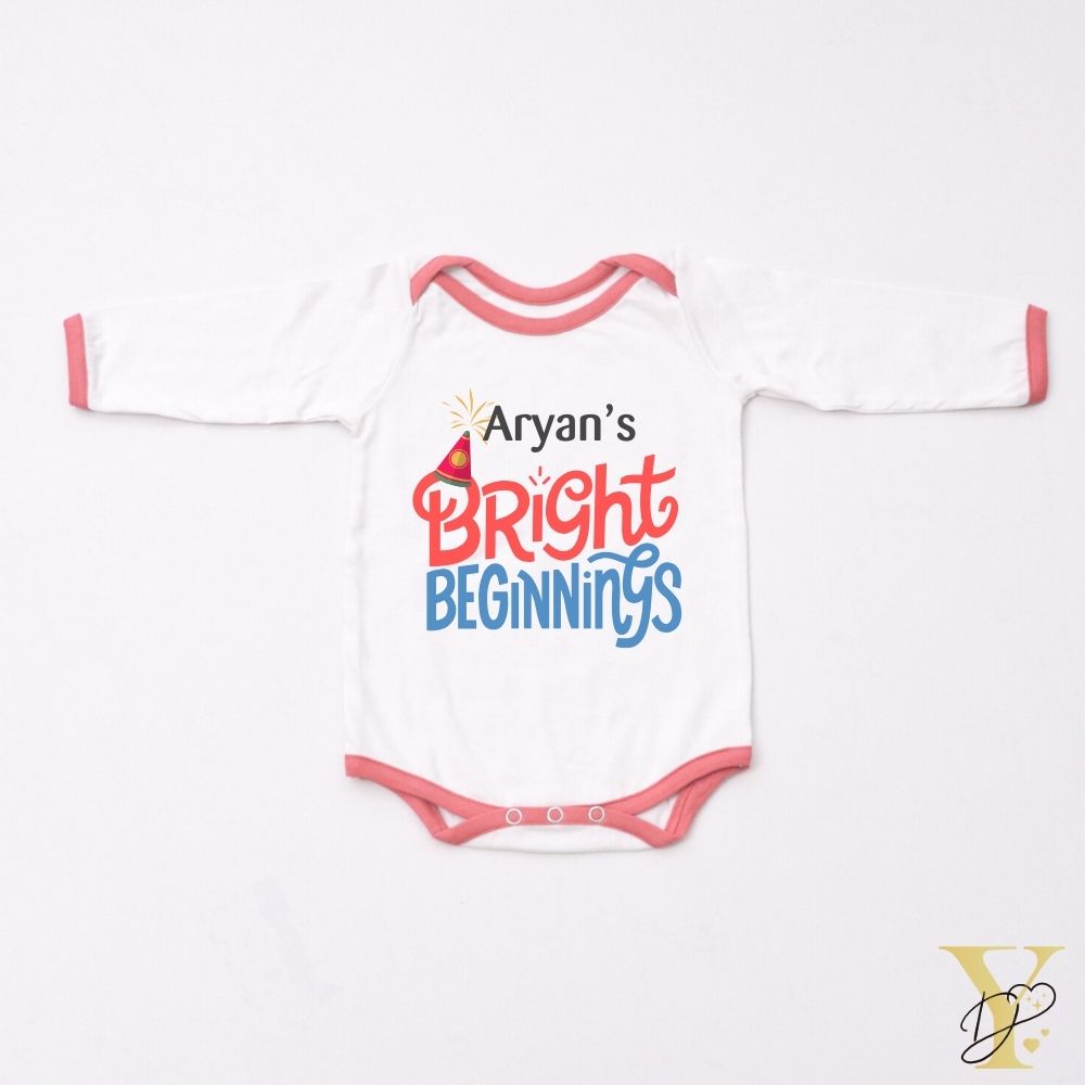 Bright Beginnings Personalised Bodysuit - Full Sleeves (Red Love)