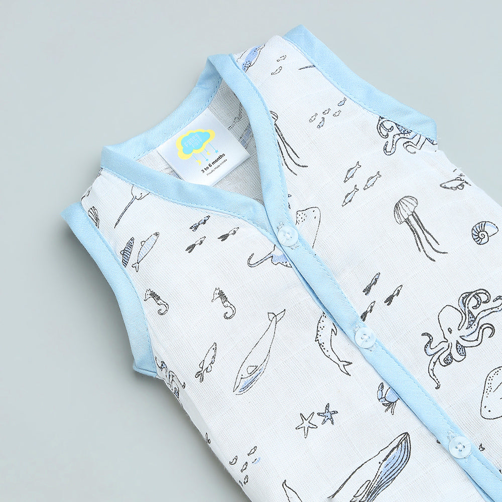 Pack of 2 Bamboo Muslin Jhabla - Marine