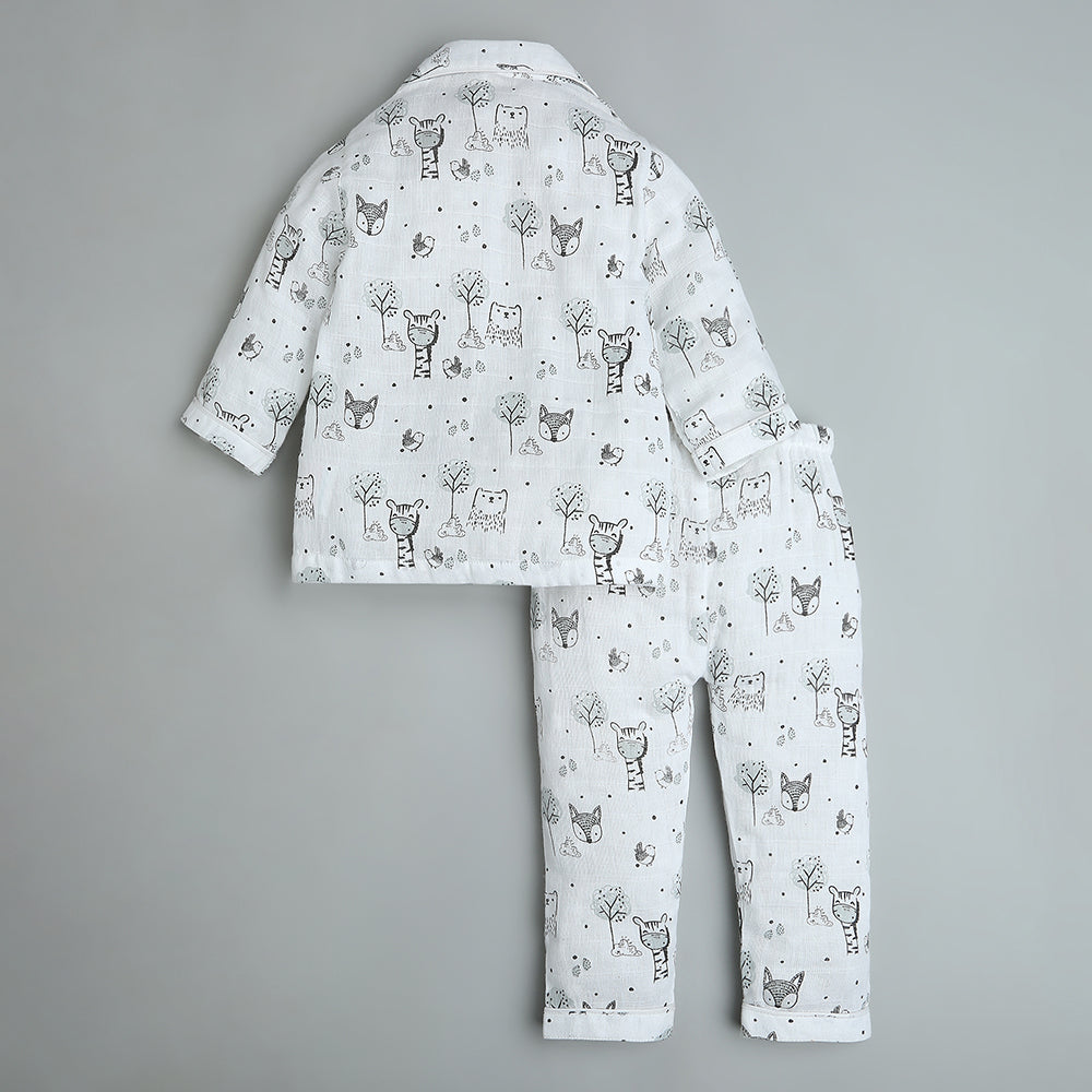 Bamboo Muslin Night Suit - Wildlings