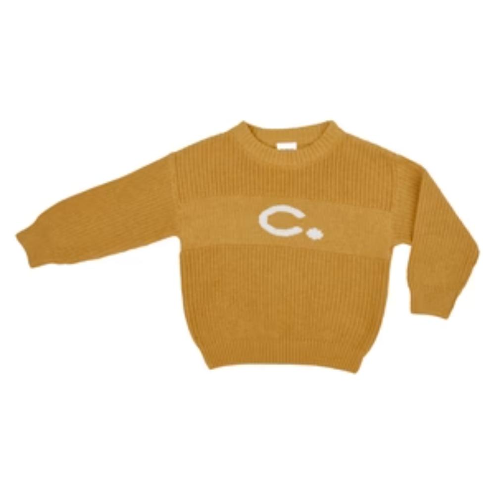 Letter Jumper - Honey Mustard; Letter: Ivory; Panel: Honey Mustard