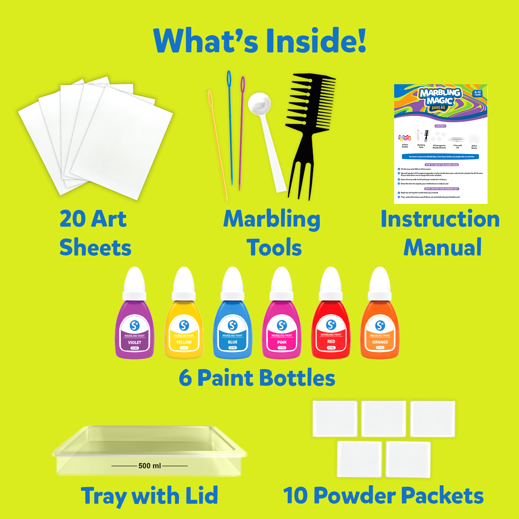 Skillmatics Art & Craft Activity - Marbling Magic Paint Kit, Water Marbling Kit for Kids, Craft Kits & Supplies, DIY Creative Activity, Gifts for Ages 6, 7, 8, 9, 10, 11, 12