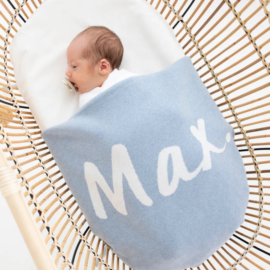 Personalsied Organic Cotton Knit Blanket – Buy Now at My Baby Babbles