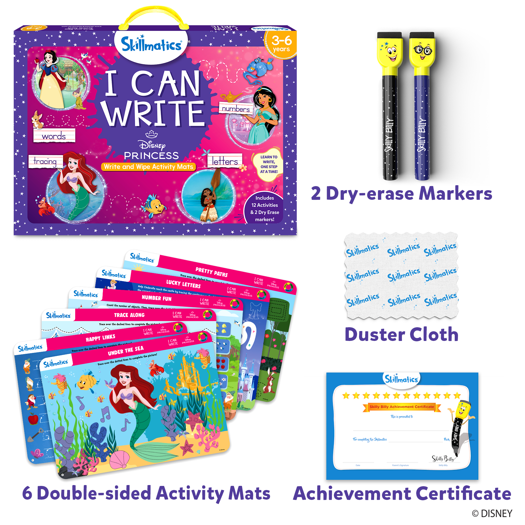 Skillmatics Preschool Learning Activity - I Can Write Disney Princess, Educational Game for Kids, Toddlers, Preschoolers Who Love Toys, Art & Craft Activities, Gift for Girls and Boys Ages 3, 4, 5, 6